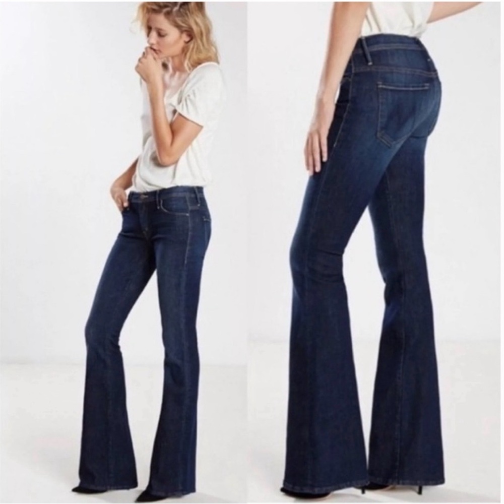 Mother The Cruiser Flare Jeans 30 Ink Paper Dark Blue Denim Mid Rise Minimalist - Picture 4 of 14